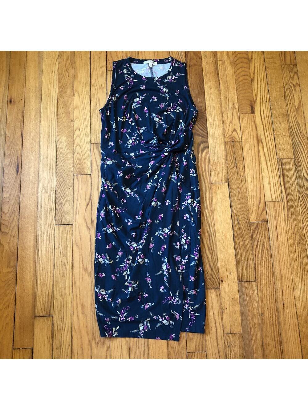 Nine Britton NWOT Blue Floral Sleeveless Bodycon Midi Dress Size S Petite